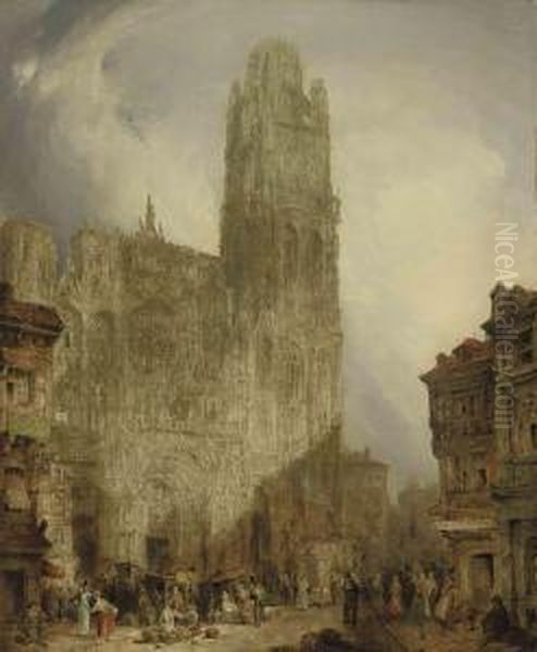 West Front Of Notre Dame Cathedral, Rouen 1 Oil Painting by David Roberts