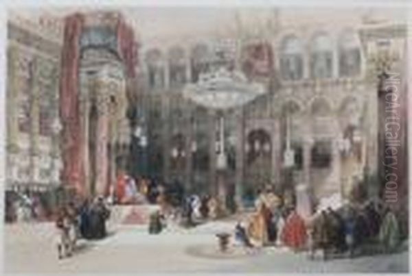 The Holy Land And Egypt: Interior Of The Greek Church Of The Holy Sepulchre Oil Painting by David Roberts