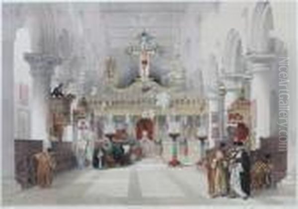 The Holy Land And Egypt: 
Interior View, Chapel Of Convent Of Saint Catherine, Mount Sinai Oil Painting by David Roberts