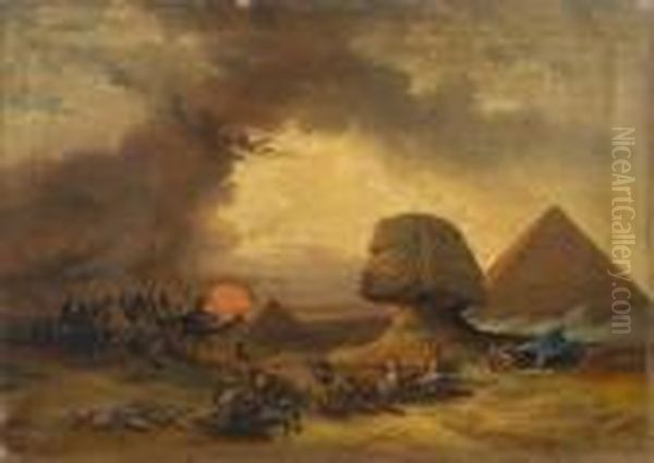 A Stand Storm In Egypt Oil Painting by David Roberts