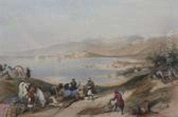 The Holy Land And Egypt: Sidon Lookingtowards Lebanon Oil Painting by David Roberts