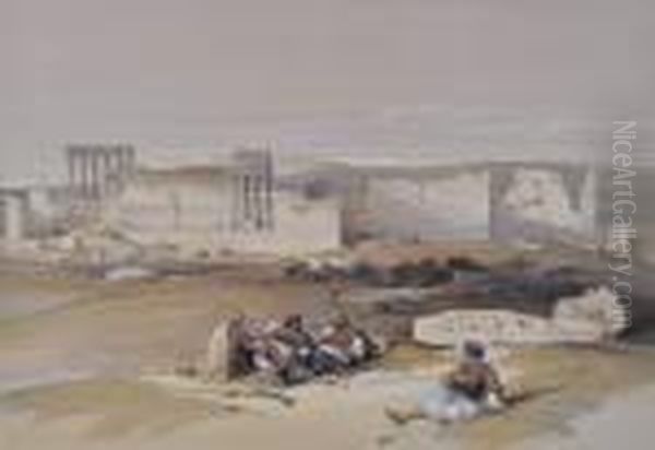 Ruins Of Baalbec Oil Painting by David Roberts