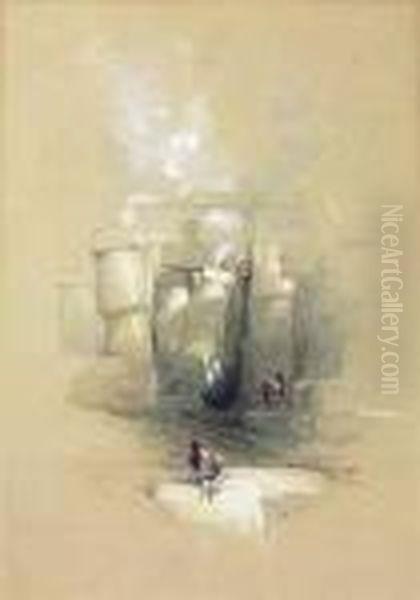 Part Of The Hall Of Columns At Karnak, Thebes, Egypt Oil Painting by David Roberts