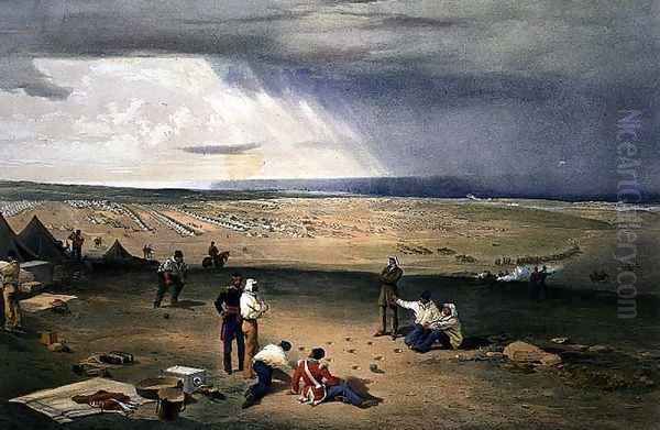 Camp of the Third Division, plate from The Seat of War in the East, pub. by Paul and Dominic Colnaghi and Co., 185 Oil Painting by William Simpson