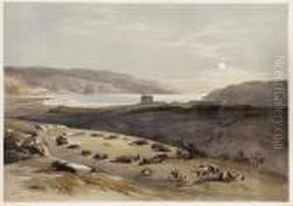 Ancient Tyre From The Isthmus; Oil Painting by David Roberts