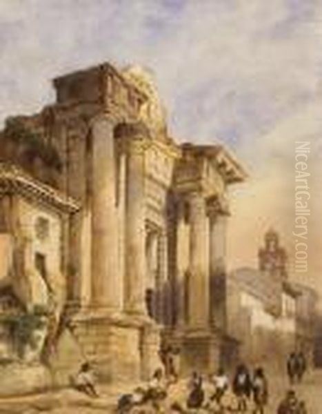 Fiesta Ante El Templo Oil Painting by David Roberts