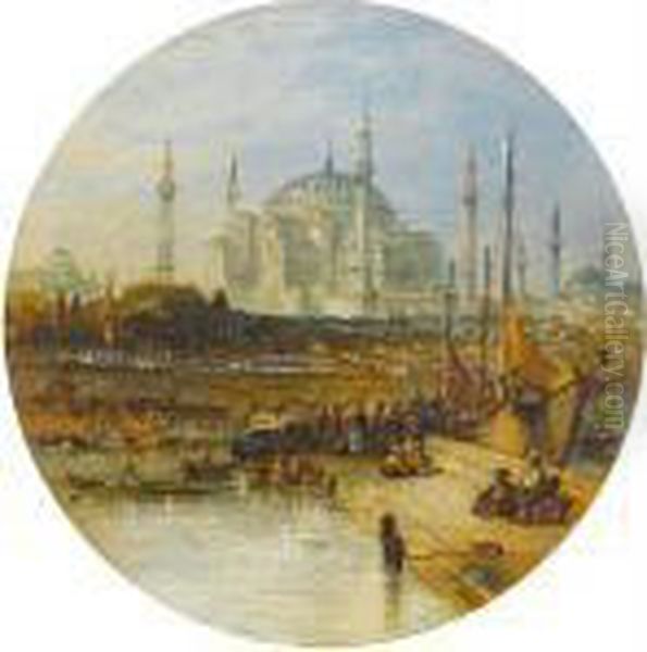 St. Sophia, From The Bosphorus Oil Painting by David Roberts