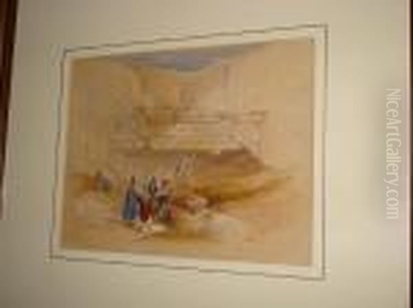 Sidon Looking To Lebanon; Entrance To Thetombs Of The Kings Of Sudan Oil Painting by David Roberts