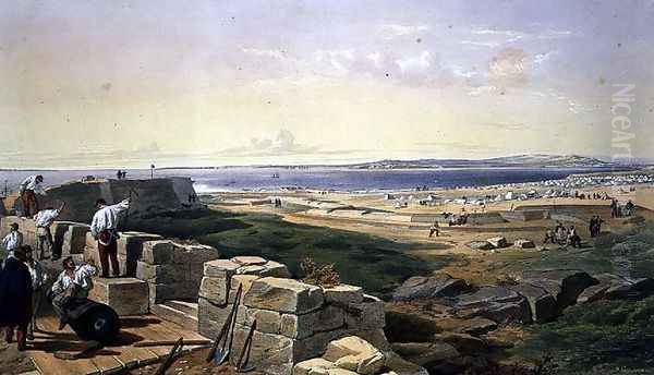 Straits of Yenikale, plate from The Seat of War in the East, pub. by Paul and Dominic Colnaghi and Co., 1856 Oil Painting by William Simpson