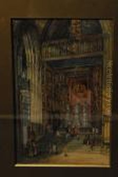 Cathedral Interior Oil Painting by David Roberts