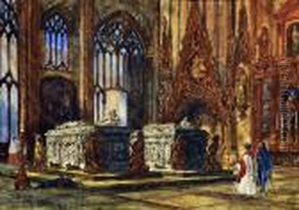 Cathedral Tombs Oil Painting by David Roberts