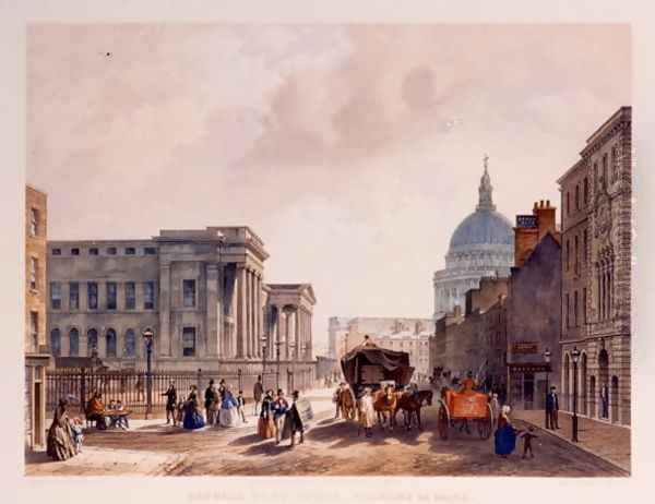 General Post Office, St. Martins le Grand, 1852 Oil Painting by William Simpson