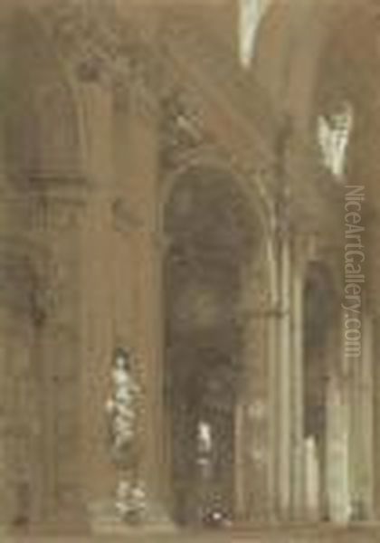 Interior Of St. Peters Rome Oil Painting by David Roberts