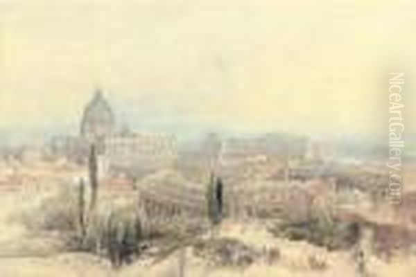 St Peter's From The Janiculum Hill Oil Painting by David Roberts