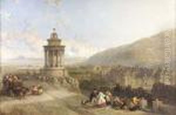 A View From Calton Hill Looking East Northeast Oil Painting by David Roberts