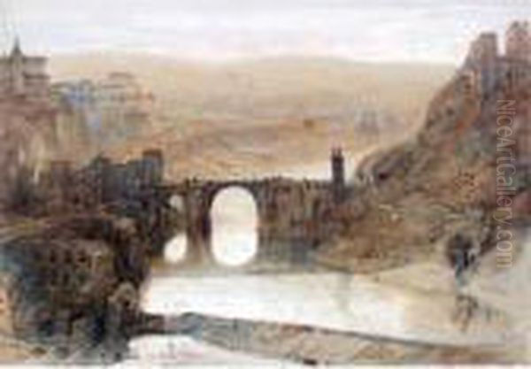 The Bridge Of Toledo Oil Painting by David Roberts