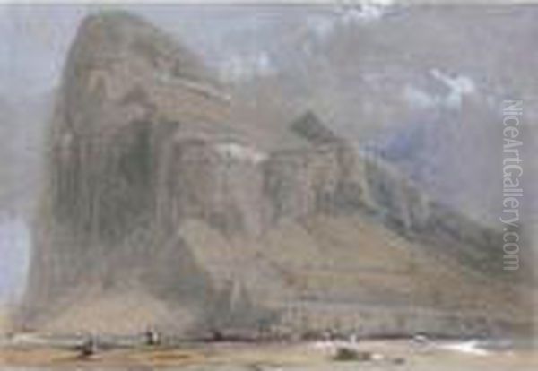 View Of Gibraltar From The Neutral Ground Oil Painting by David Roberts