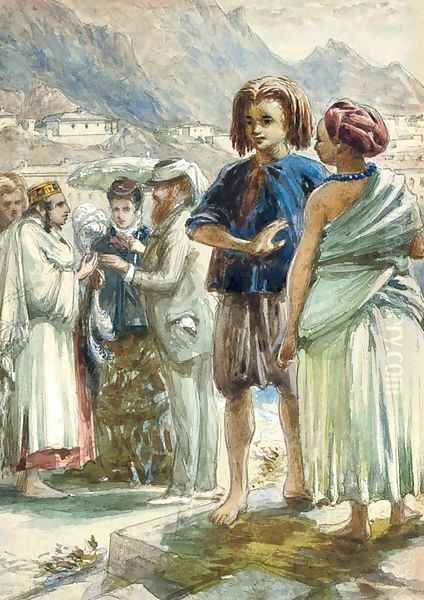 Somalis, Jews and overland passengers at Aden, Yemen Oil Painting by William Simpson