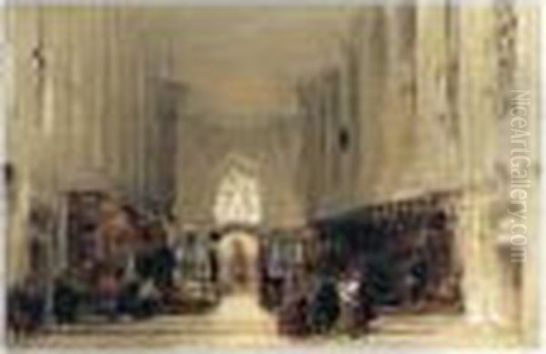 Interior Of A Church Oil Painting by David Roberts