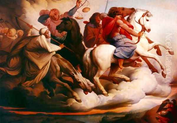 Four Horsemen of the Apocalypse Oil Painting by Edward Jakob Von Steinle