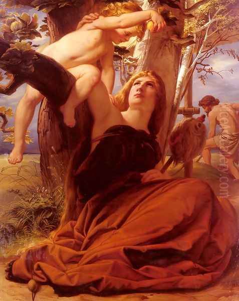 Adam and Eve after the Fall Oil Painting by Edward Jakob Von Steinle