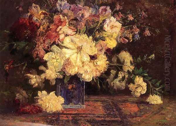 Still Life with Peonies Oil Painting by Theodore Clement Steele