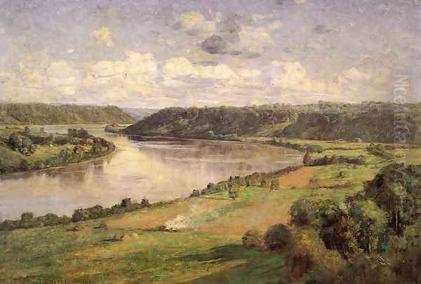 The Ohio river from the College Campus, Honover Oil Painting by Theodore Clement Steele