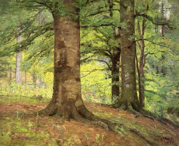 Beech Trees Oil Painting by Theodore Clement Steele