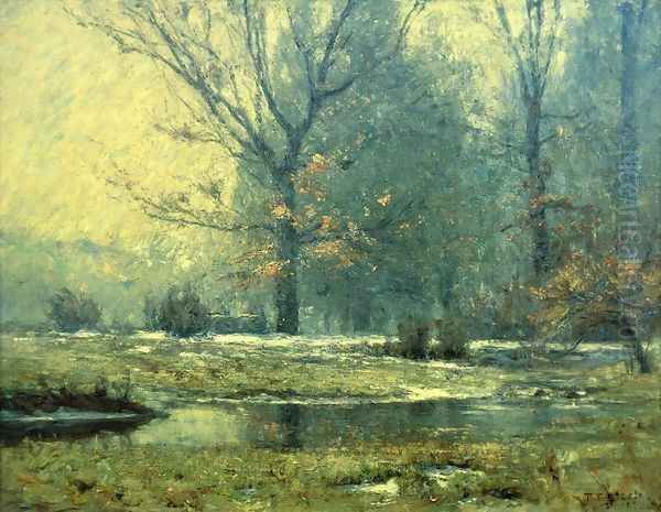 Creek in Winter Oil Painting by Theodore Clement Steele