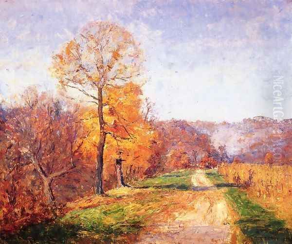 Along a Country Lane Oil Painting by Theodore Clement Steele