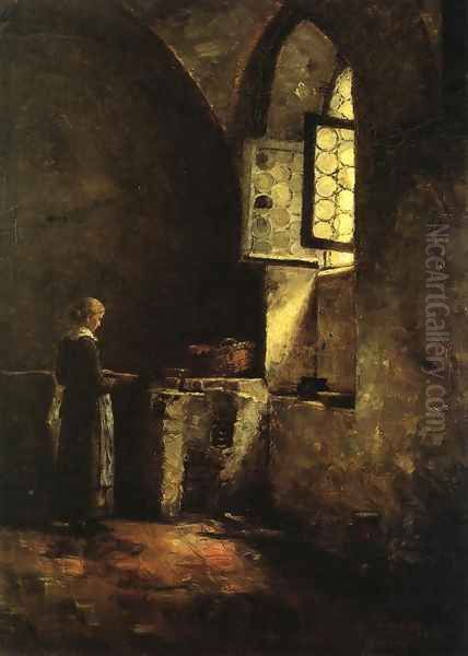 A Corner in the Old Kitchen of the Mittenheim Cloister Oil Painting by Theodore Clement Steele