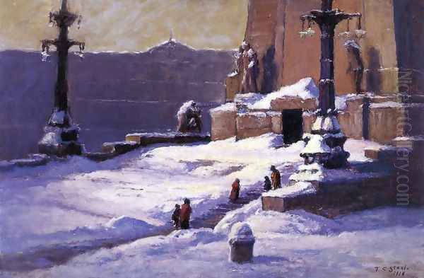 Monument in the Snow Oil Painting by Theodore Clement Steele