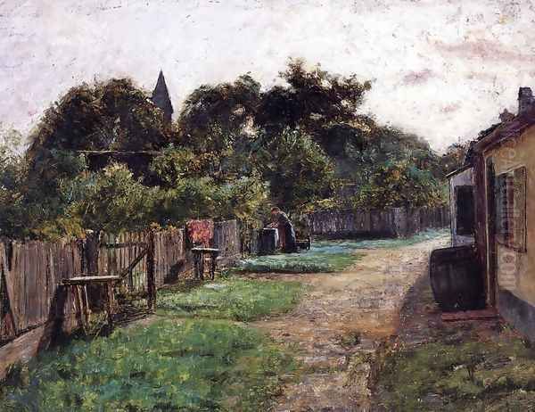 Village Scene Oil Painting by Theodore Clement Steele