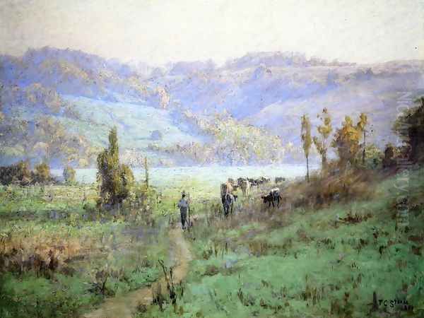 In the Whitewater Valley near Metamora Oil Painting by Theodore Clement Steele