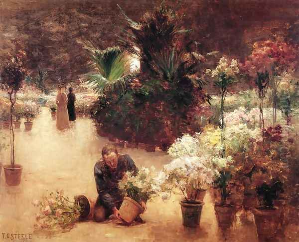 Flower Mart Oil Painting by Theodore Clement Steele