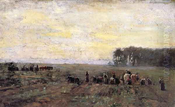 Haying Scene Oil Painting by Theodore Clement Steele