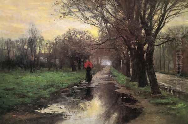 Meridian Street, Thawing Weather Oil Painting by Theodore Clement Steele