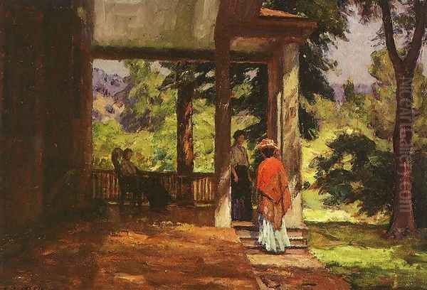 Women on the Porch 1899 Oil Painting by Theodore Clement Steele