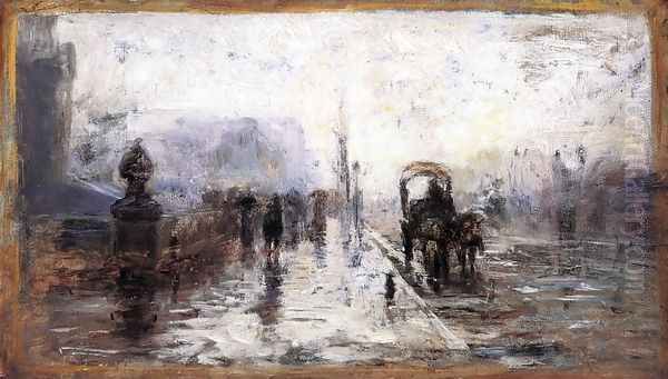 Street Scene with Carriage Oil Painting by Theodore Clement Steele