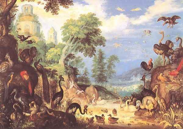 Landscape with Birds 1628 Oil Painting by Roelandt Jacobsz Savery