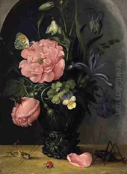 A Vase of Flowers, 1611 Oil Painting by Roelandt Jacobsz Savery