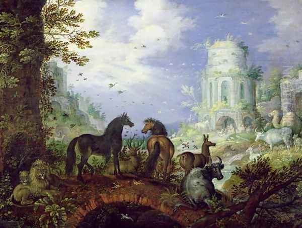 Orpheus Charming the Animals, 1626 Oil Painting by Roelandt Jacobsz Savery