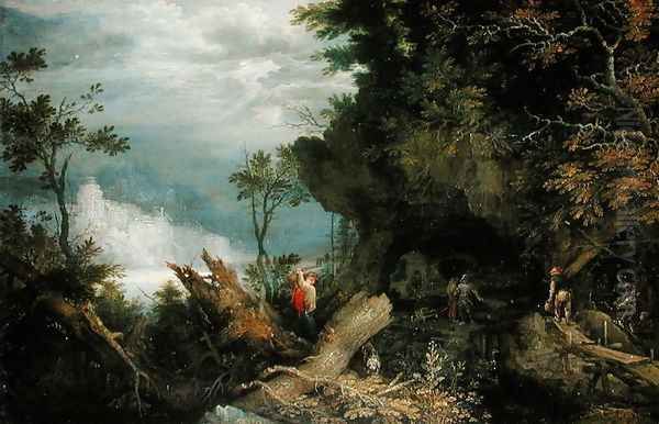 A Rocky Landscape with the Entrance to a Mine Oil Painting by Roelandt Jacobsz Savery