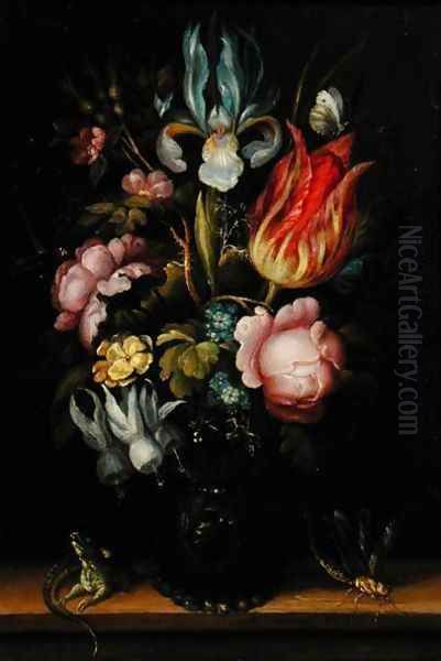 Flower-piece with a Roemer, c.1615 Oil Painting by Roelandt Jacobsz Savery