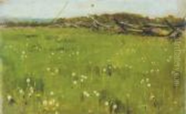 Field Of Dandelions Oil Painting by Theodore Robinson