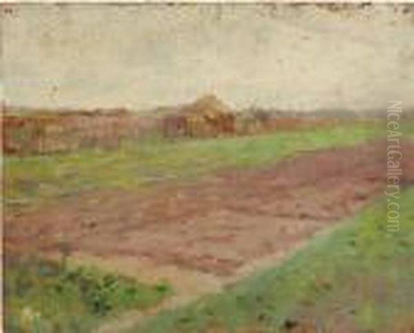 Planting Field (recto); Riverbed (verso) Oil Painting by Theodore Robinson