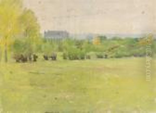 Landscape With A Castle In The Distance Oil Painting by Theodore Robinson