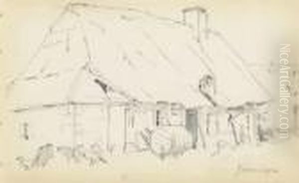 La Maison; And Two Companion Drawings Oil Painting by Theodore Robinson