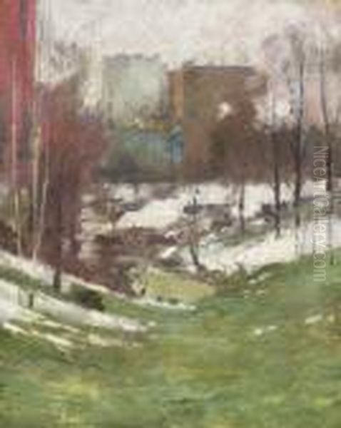 Winter In New York City Oil Painting by Theodore Robinson