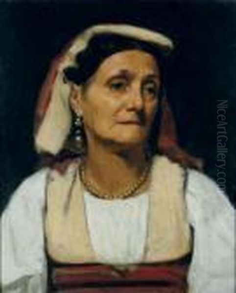 Study Of An Italian Peasant Woman Oil Painting by Theodore Robinson